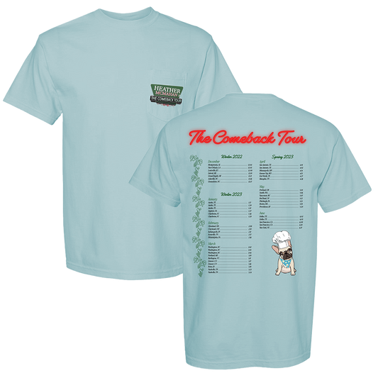 The Comeback Tour Italian Restaurant Tee - Leg 1 in Sky Blue